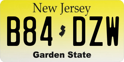 NJ license plate B84DZW