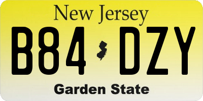 NJ license plate B84DZY