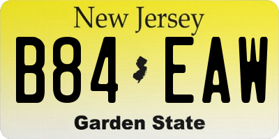 NJ license plate B84EAW