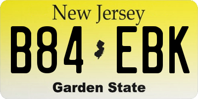 NJ license plate B84EBK