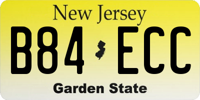NJ license plate B84ECC