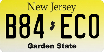 NJ license plate B84ECO