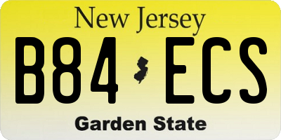 NJ license plate B84ECS