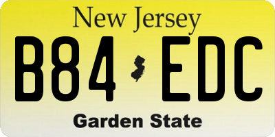 NJ license plate B84EDC