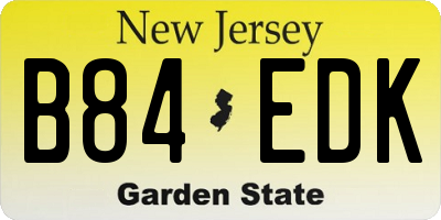 NJ license plate B84EDK