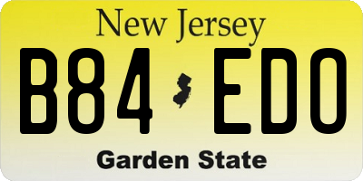 NJ license plate B84EDO