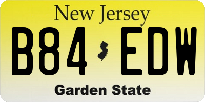 NJ license plate B84EDW