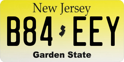 NJ license plate B84EEY