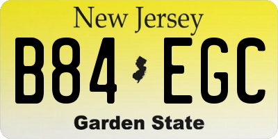 NJ license plate B84EGC