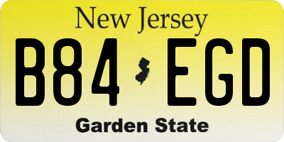 NJ license plate B84EGD