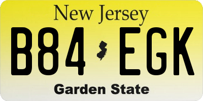 NJ license plate B84EGK