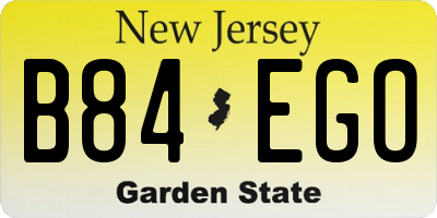 NJ license plate B84EGO