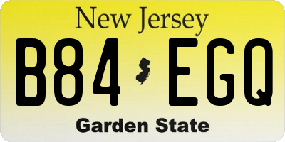 NJ license plate B84EGQ