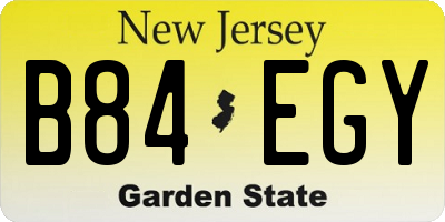 NJ license plate B84EGY
