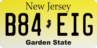 NJ license plate B84EIG