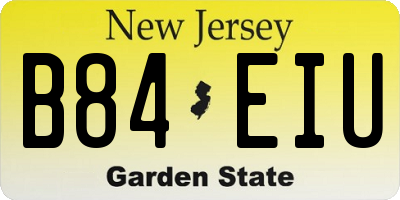 NJ license plate B84EIU