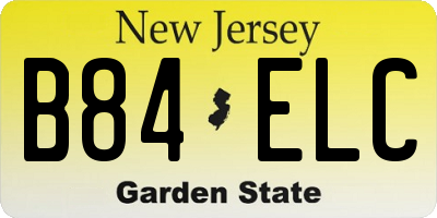 NJ license plate B84ELC