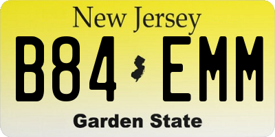 NJ license plate B84EMM