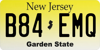 NJ license plate B84EMQ