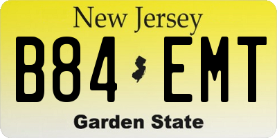 NJ license plate B84EMT