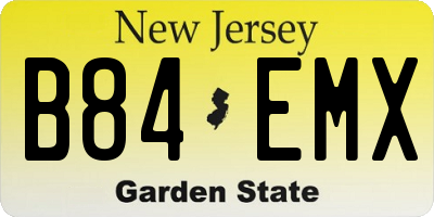 NJ license plate B84EMX