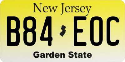 NJ license plate B84EOC