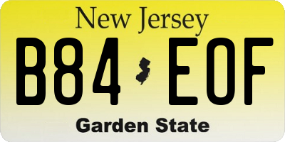 NJ license plate B84EOF