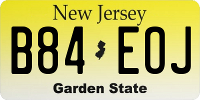 NJ license plate B84EOJ