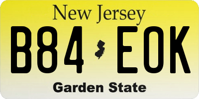 NJ license plate B84EOK