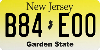 NJ license plate B84EOO