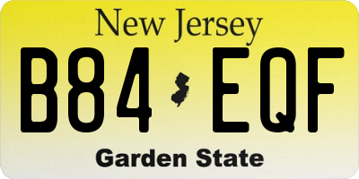 NJ license plate B84EQF