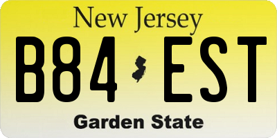 NJ license plate B84EST