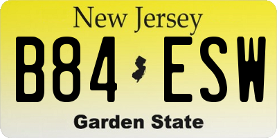 NJ license plate B84ESW