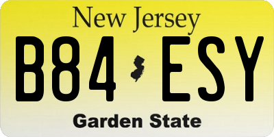 NJ license plate B84ESY