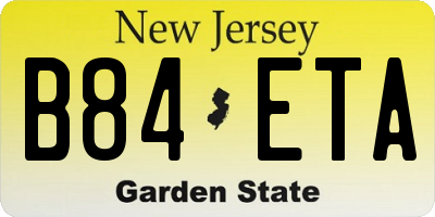 NJ license plate B84ETA