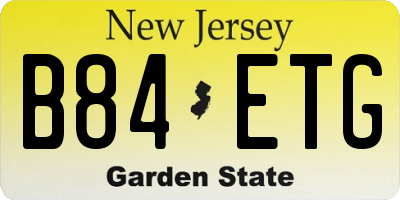 NJ license plate B84ETG