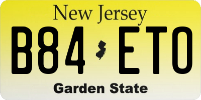 NJ license plate B84ETO