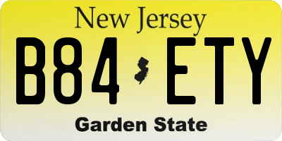 NJ license plate B84ETY