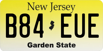 NJ license plate B84EUE