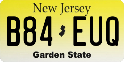 NJ license plate B84EUQ