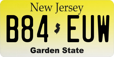NJ license plate B84EUW