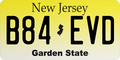NJ license plate B84EVD