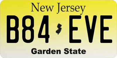 NJ license plate B84EVE