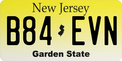 NJ license plate B84EVN