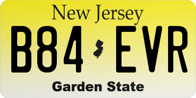 NJ license plate B84EVR