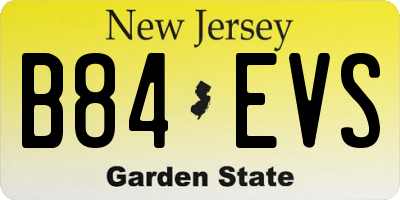 NJ license plate B84EVS
