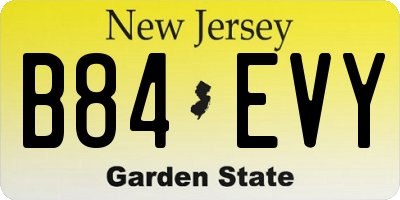 NJ license plate B84EVY