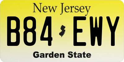 NJ license plate B84EWY