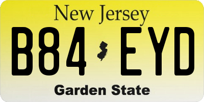 NJ license plate B84EYD