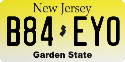NJ license plate B84EYO